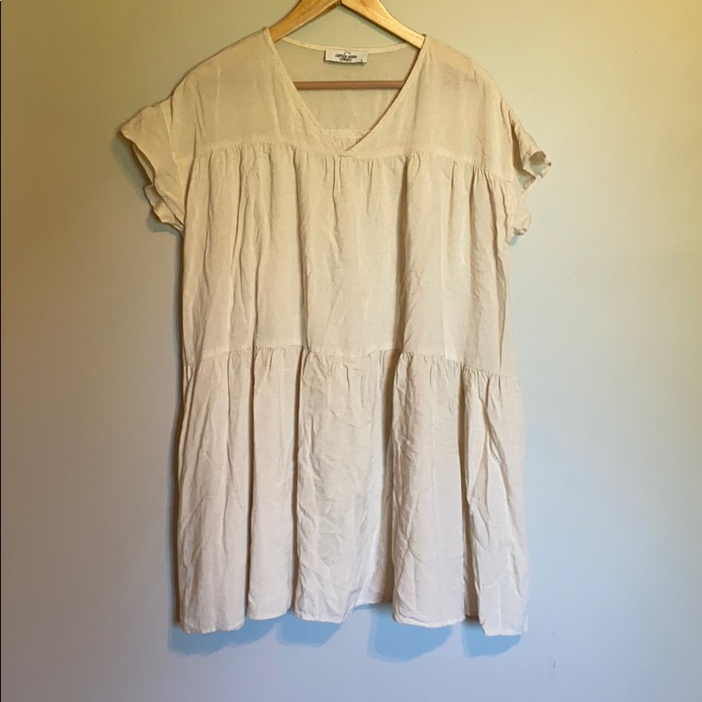 CJLA cream linen blend dress